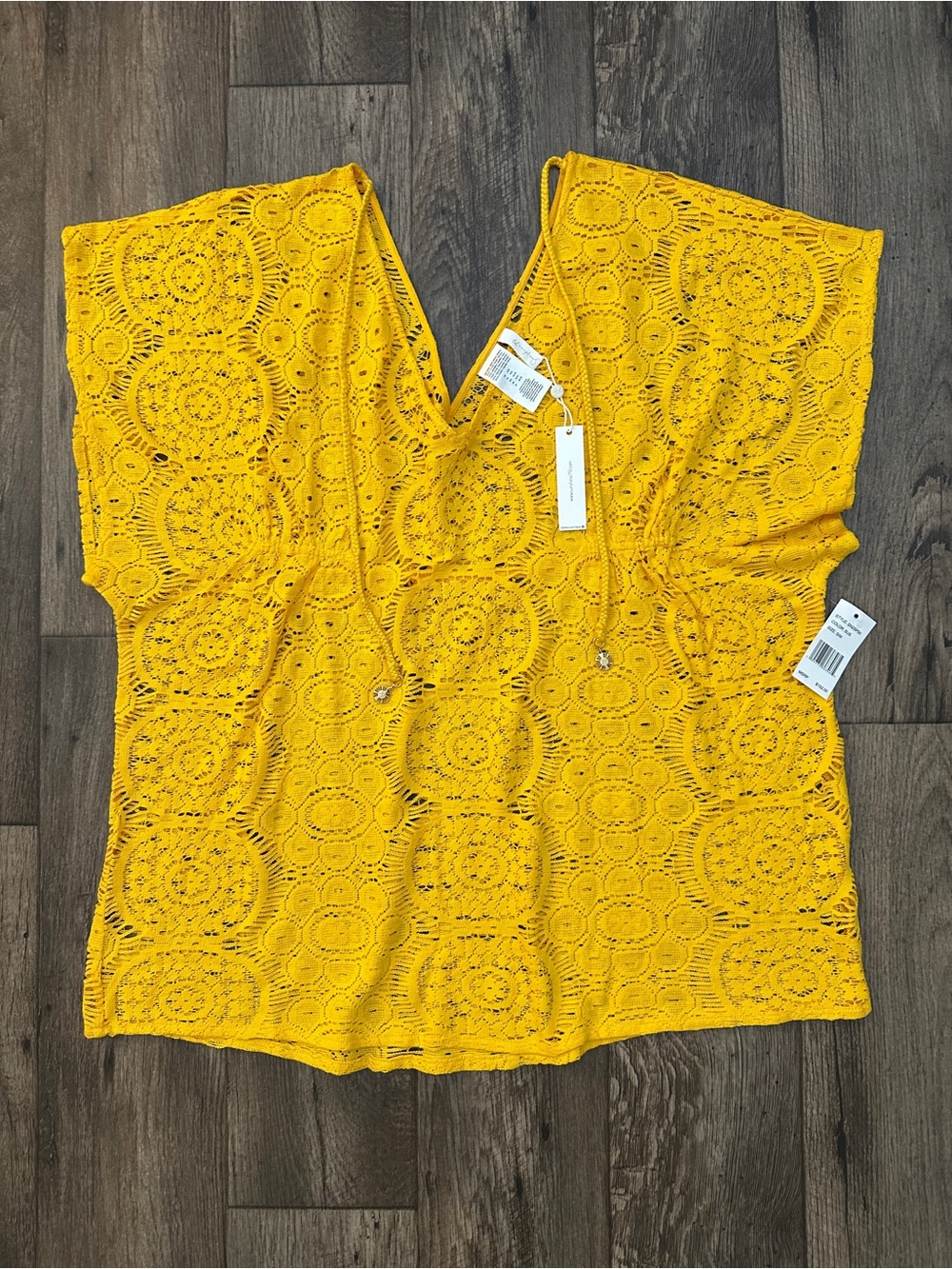 Sunshine 79 Crochet Festival Coverup Swim Beach Boho Women’s Sz S/M Yellow